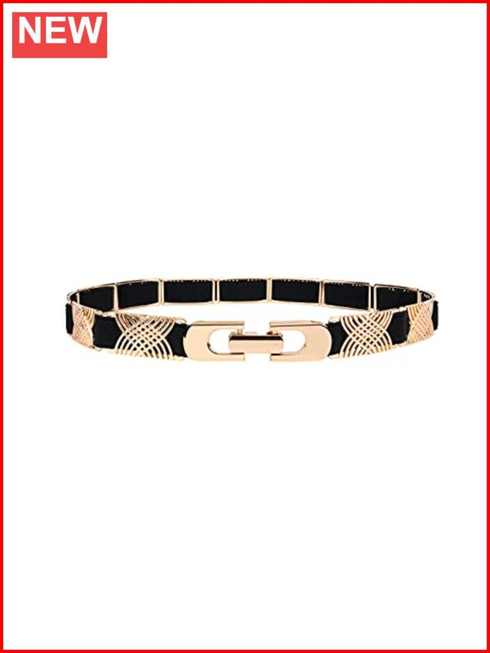 Gold Elastic Stretch Skinny Metal Waist Cinch Dress Belt for Women